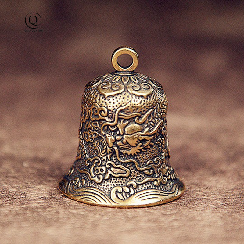 Vintage Collectible Bells - Винтажный латунный колокольчик, резной тотем дракона,