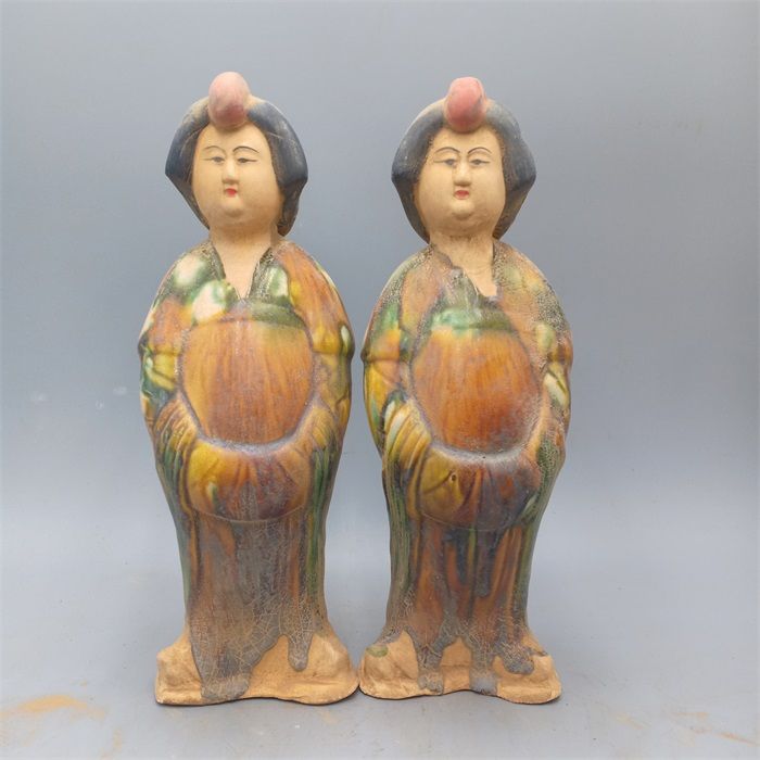 Vintage Collectible Pottery - Старинная коллекция: парные статуэтки женщин Тан