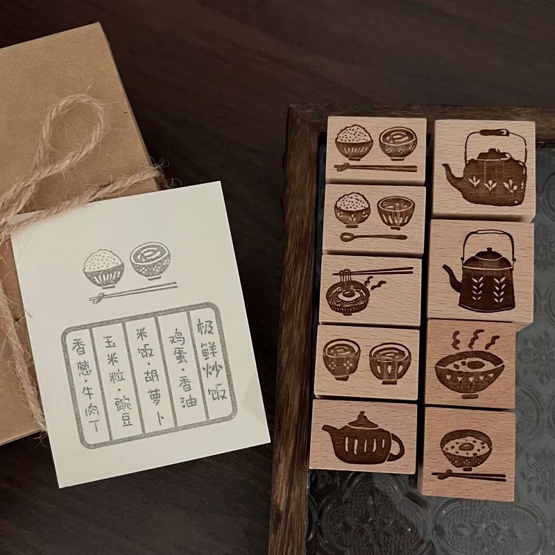Vintage Collectible Stamps - Винтажный деревянный штамп с изображением чайника