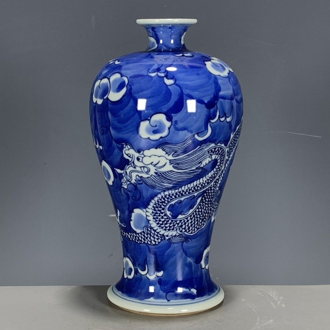 Vintage Collectible Pottery - Винтажная китайская сине-белая фарфоровая ваза в