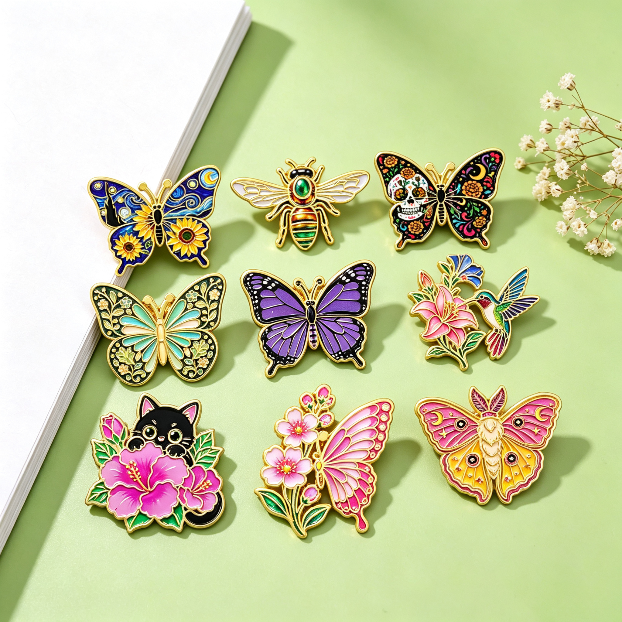 Vintage Items Collection - Винтажные броши из серии «Цветы», эмалевые