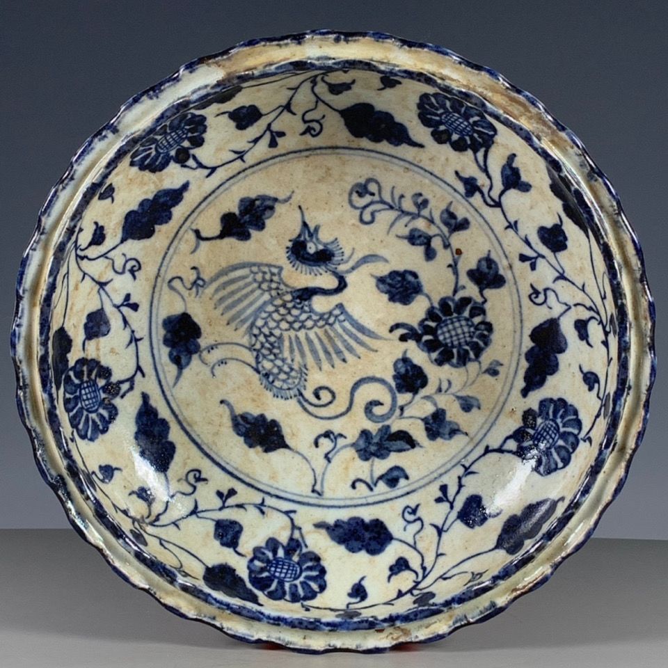 Vintage Collectible Pottery - Винтажный китайский двухслойный фарфоровый поднос в