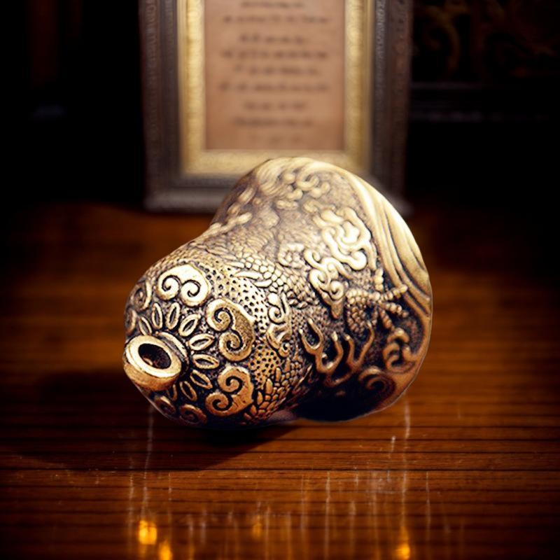 Vintage Collectible Bells - Винтажный латунный колокольчик, резной тотем дракона,