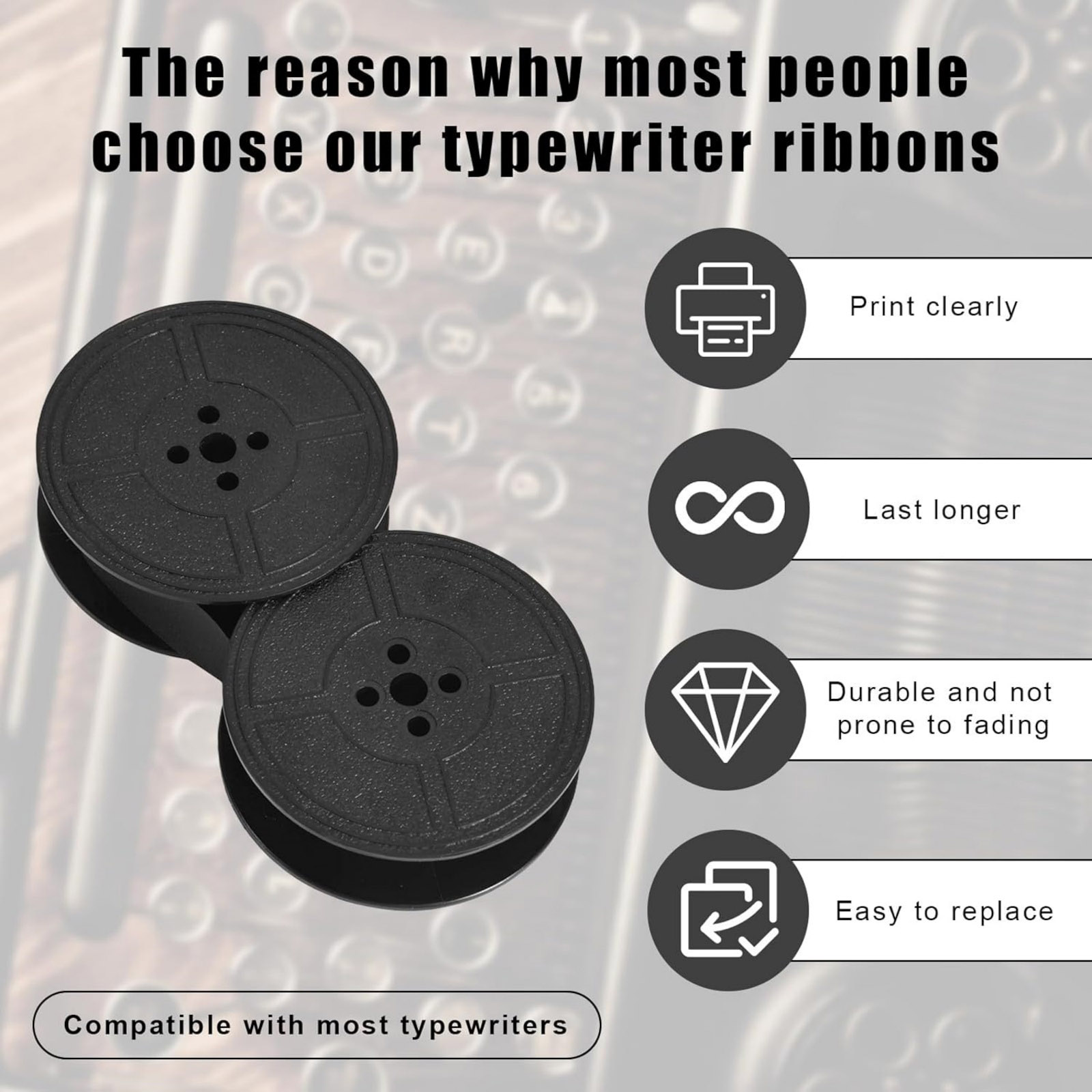 2 рулона универсальной черной  – обзор и цена Typewriter Ribbon Roll